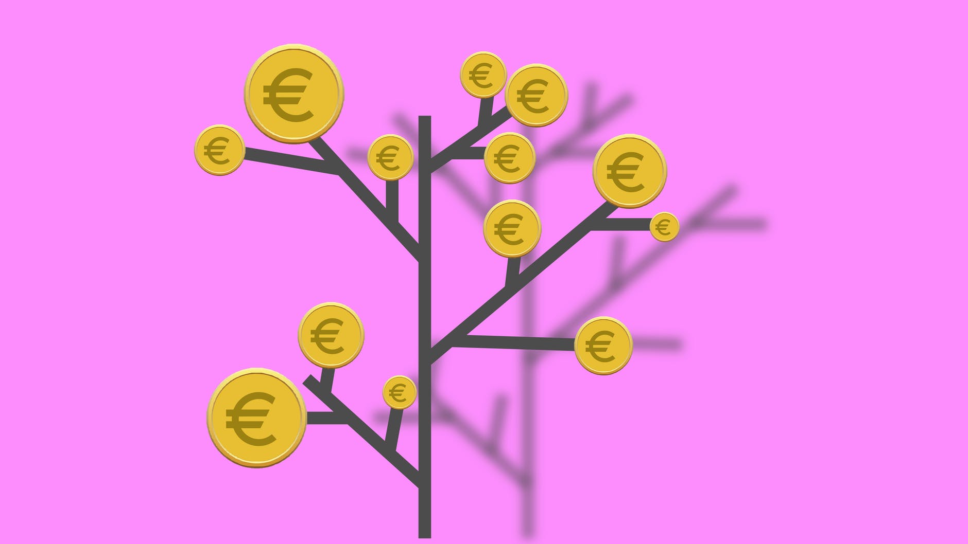 illustration with euro coins on tree twigs